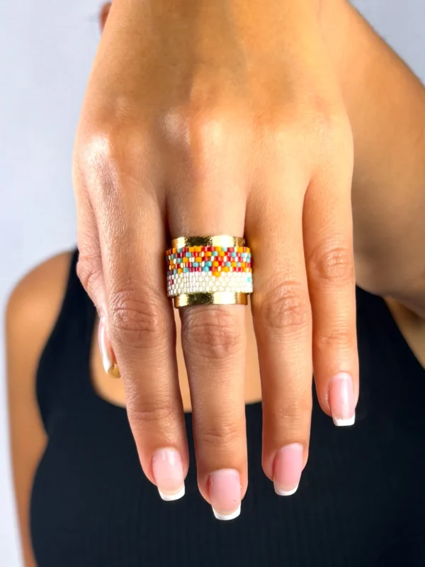 Adjustable-Tribal-ring-crafted-in-18k-gold-plated-bronze-handwoven-with-Miyuki